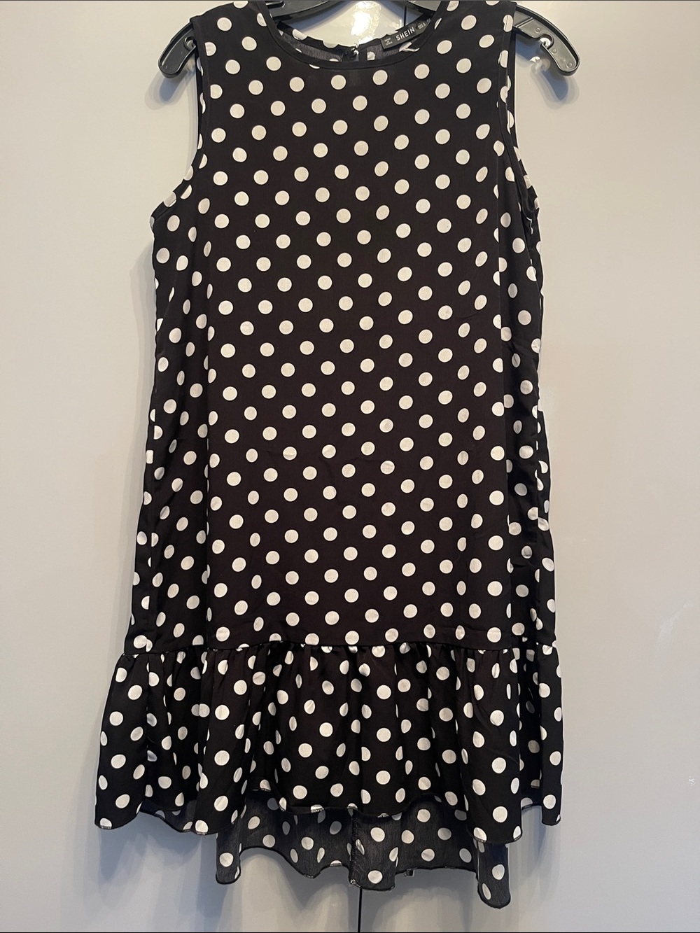 SHEIN Black Dress with White Polka Dots
